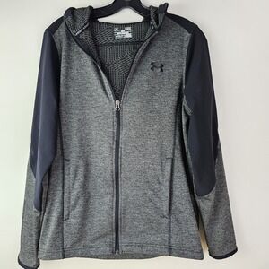 Under Armour Hoodie Full Zip‎ Womens Size Small Gray Loose Cold Gear Casual